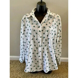 Bryn Connelly Christmas Vintage Holiday Candy Cane Blouse Womens Shirt Sz Large